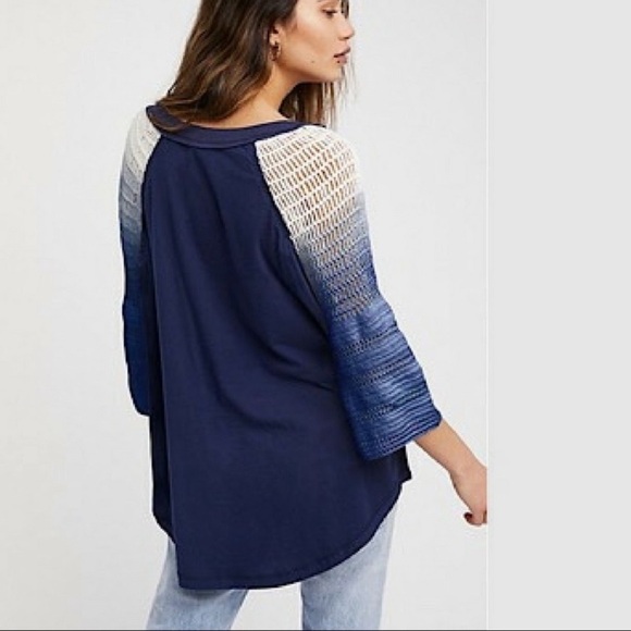 Free People Tranquility Graghic Crochet Sleeve Top - S - Picture 5 of 13